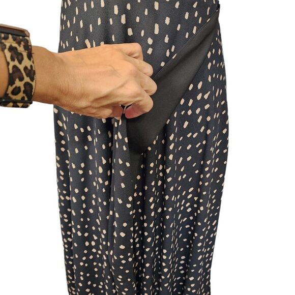 Fame and Partners Paint Spot Faux Wrap Surplice Maxi Low Back Dress 6 - Picture 6 of 8